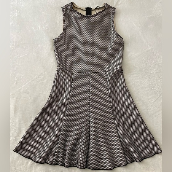 ZARA Woman Dress Black Ivory Textured Fit & Flare NWOT Size Small - Picture 1 of 6